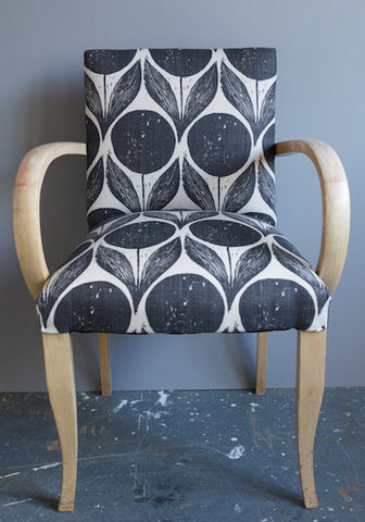 Bridge Chairs in Suvi Ebony Fabric upholstered by Kiki Voltaire