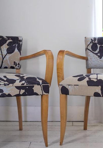 Pair of Bridge Chair in Robert Le Heros Fabric by Kiki Voltaire