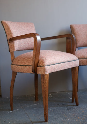 French Vintage Bridge Chairs restored by Kiki Voltaire in Markham wool fabric from Osborne & Little