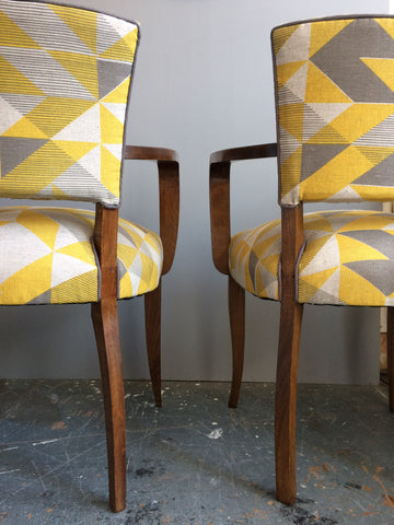 Vintage Bridge Chairs in Tamasyn Gambell Linen Fabric