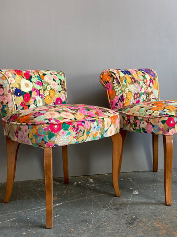 Vintage French Vanity Chairs In House of Hackney Hollyhocks Velvet