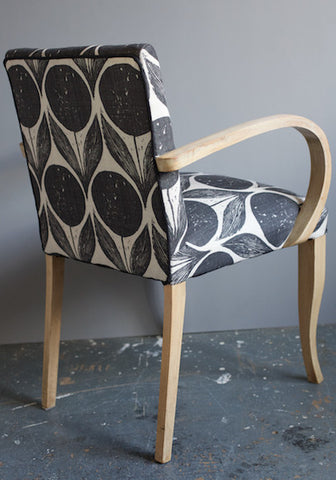 Bridge Chairs in Suvi Ebony Fabric upholstered by Kiki Voltaire