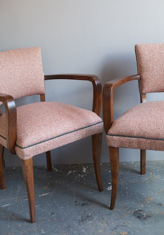French Vintage Bridge Chairs restored by Kiki Voltaire in Markham wool fabric from Osborne & Little