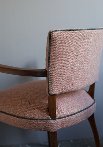 French Vintage Bridge Chairs restored by Kiki Voltaire in Markham wool fabric from Osborne & Little