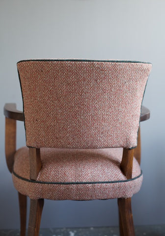 French Vintage Bridge Chairs restored by Kiki Voltaire in Markham wool fabric from Osborne & Little