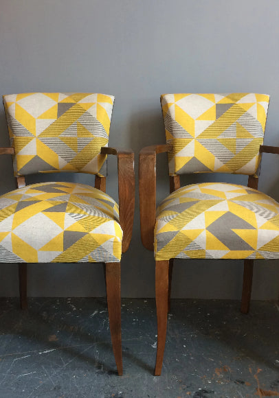 Vintage Bridge Chairs in Tamasyn Gambell Linen Fabric