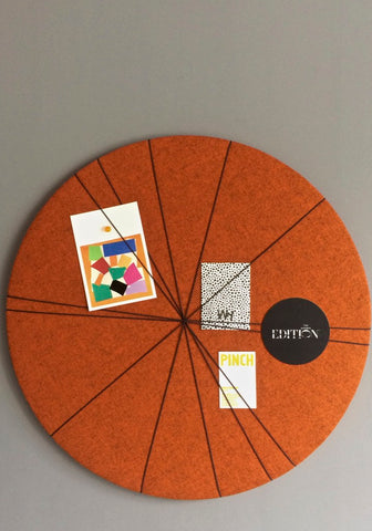 Contemporary Felt Notice Board in Orange Wool Fabric