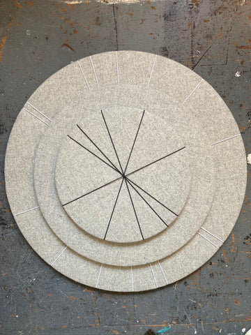 Range of Wool Felt Contemporary Pin Boards by Kiki Voltaire (75, 55, 40cm diameter) 
