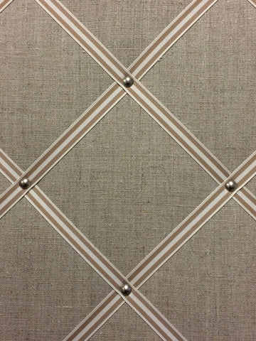 Fabric linen notice board wiht Cream/beige stripes by Kiki Voltaire