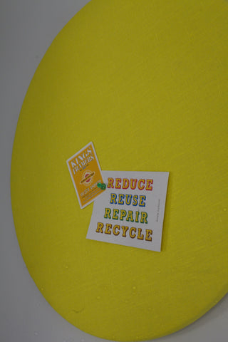 Contemporary notice board in yellow linen fabric 