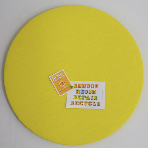 Contemporary notice board in yellow linen fabric 