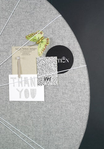 Contemporary Felt Notice Board in Grey Wool Fabric