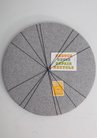 Contemporary Round Notice Board in Grey wool